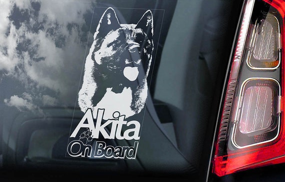 Akita on Board - Car Window Sticker - American Inu Ken Sign Decal -V05