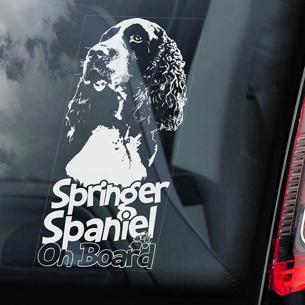 Springer Spaniel à bord - voiture fenêtre - chien anglais signe d’autocollant-V02