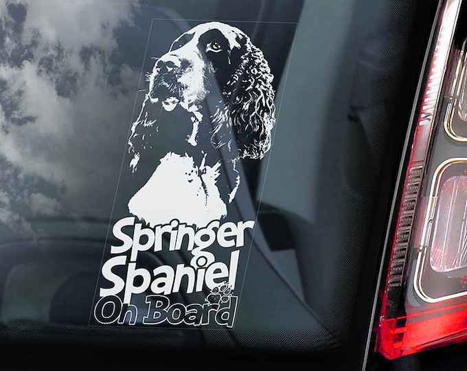 Springer Spaniel on Board - Car Window Sticker - English Dog Sign Decal -V02