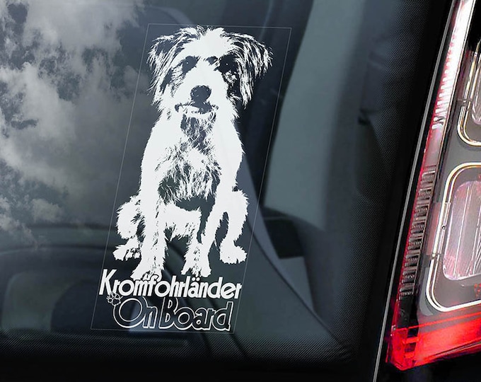 Kromfohrländer on Board - Car Window Sticker - Kromi Länder Dog Sign Decal - V01