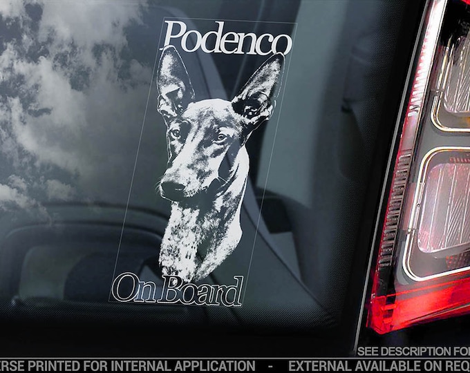 Podenco on Board - Car Window Sticker - Canario Ibicenco Hound Dog Sign Decal - V04
