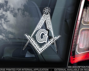 Autocollant Voiture Maçonnique – Symbole Franc-maçon, 15x14 Cm, Imperméable Noir/blanc - 9
