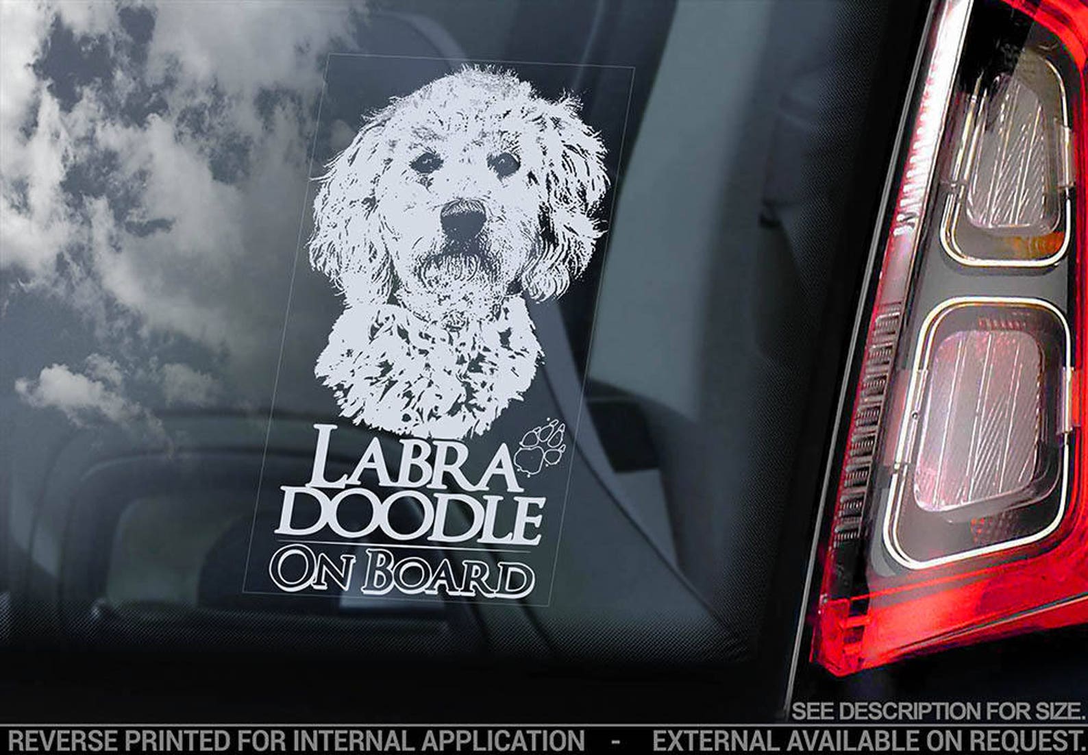 Labradoodle on Board Car Window Sticker Retriever Gun | Etsy