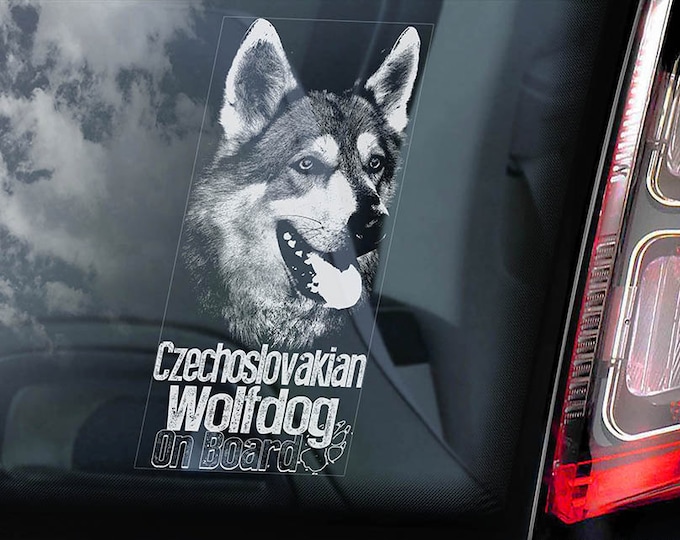 Czechoslovakian Wolfdog on Board - Car Window Sticker - Vlcak Cane Lupo Cecoslovacco Sign Decal - V02