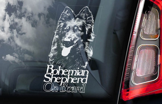 Bohemian Shepherd on Board - Car Window Sticker - Chodský pes Dog Sign Decal Art Gift - V01