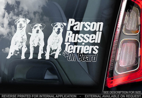 Parson Russell Terriers on Board - Car Window Sticker - Jack Terrier Dog Sign Decal - V02