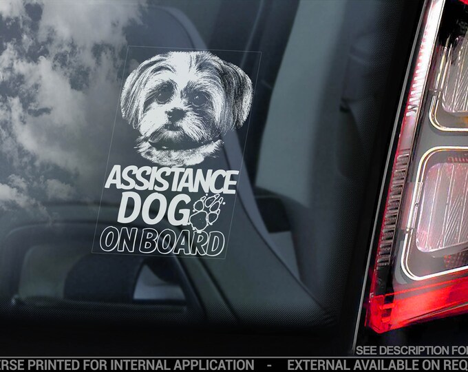 Assistance Dog on Board - Car Window Sticker - Shih Tzu Dog Sign on Board Decal Gift - V21