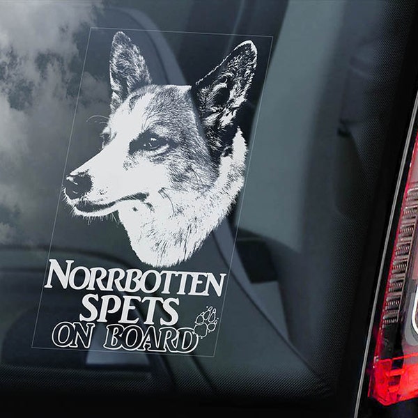 Norrbottenspets an Bord - Auto Fenster Aufkleber - nordischen Spitz Hund Zeichen Abziehbild - V01