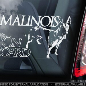 Belgian Malinois Clear Vinyl Decal Sticker – Car/Truck Window Dog Warning Sign, Ultra White, 7.8x3.8 In