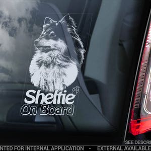Sheltie on Board - Car Window Sticker - Shetland Sheepdog Collie Dog Sign Decal Sign - V02