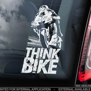 THINK BIKE Sticker, Window Safety Sign, Laptop Decal, Motorbike Car Van Scooter TT - Choose your design!