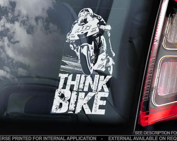 THINK BIKE Sticker, Window Safety Sign, Laptop Decal, Motorbike Car Van Scooter TT - Choose your design!