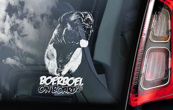 Boerboel on Board - Car Window Sticker - South African Mastiff Dog Sign Decal Art Gift - V07