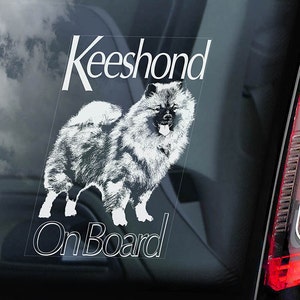 キースホンド・オン・ボード - 車の窓用ステッカー - ジャーマン・スピッツ ウルフスピッツ 犬用サインデカール - V01