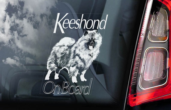 Keeshond on Board - Car Window Sticker - German Spitz Wolfspitz Dog Sign Decal  -V01