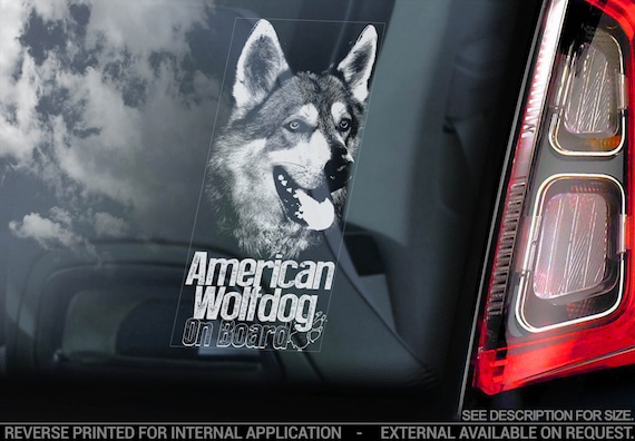 American Wolfdog on Board - Car Window Sticker - Wolf Saarloos Dog Sign Decal Gift - V01