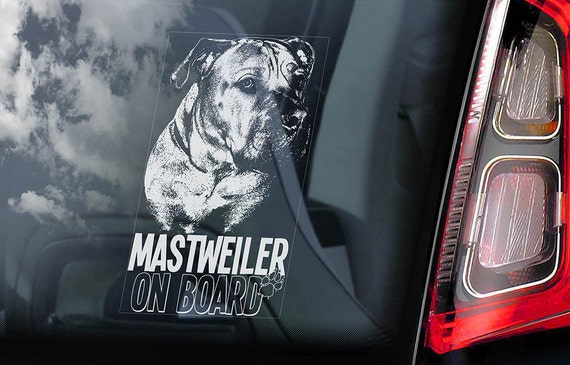 Mastweiler on Board - Car Window Sticker - Bull Mastiff Rottweiler Cross Dog Sign Decal - V01