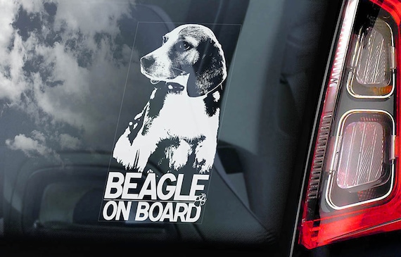 Beagle on Board - Car Window Sticker - English Dog Sign Decal  -V01