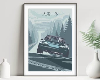 Mazda MX5 Miata - Limited Edition Poster Print - Miata MX-5 Owners Club Automotive Artwork , Japan Motorsport Fan Gift Wall Art