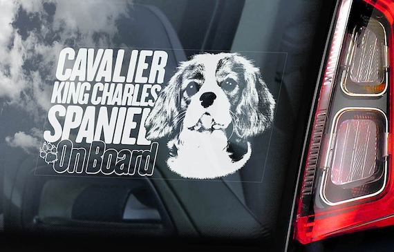 Cavalier King Charles Spaniel - Car Window Sticker - Dog on Board Sign Decal - V02