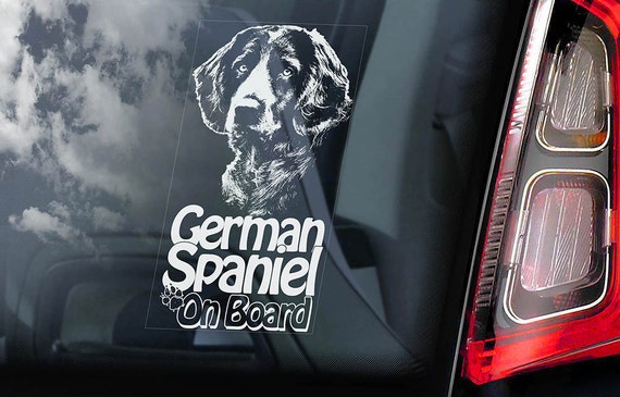 German Spaniel on Board - Car Window Sticker - Deutscher Wachtelhund Dog Sign Decal -V01