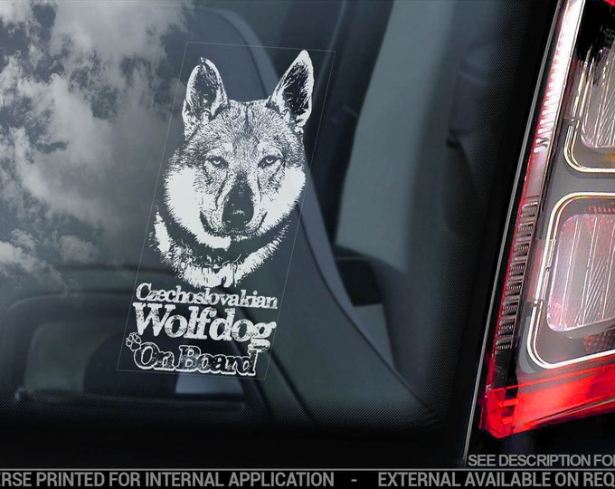 Czechoslovakian Wolfdog on Board - Car Window Sticker - Vlcak Cane Lupo Cecoslovacco Sign Decal - V20