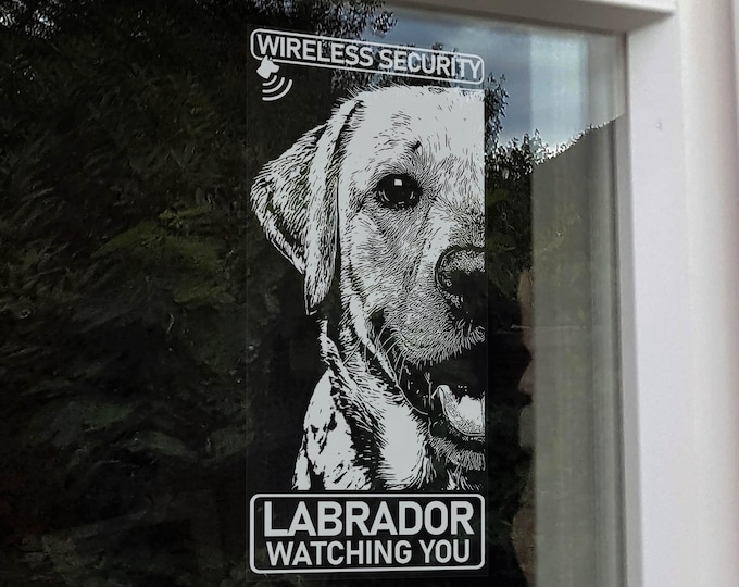 LABRADOR Wireless Security, Window Sticker - Beware of the Dog Warning Home Car Van Security Anti Theft Sign -V16