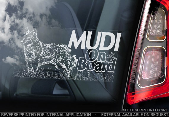 Mudi on Board - Car Window Sticker - Hungarian Dog Sign Bumper Decal - V04