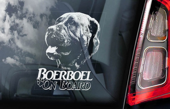 Boerboel on Board - Car Window Sticker - South African Mastiff Dog Sign Decal Art Gift - V09