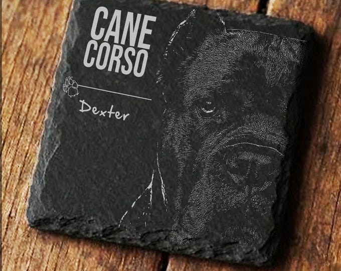 CANE CORSO Coaster, Custom Personalized Pet Dog New Home Owner Slate Coaster Gift -C11