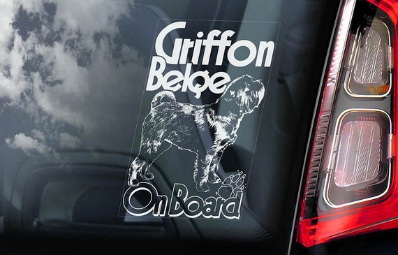 Griffon Belge on Board - Car Window Sticker - Dog Sign Decal - V02