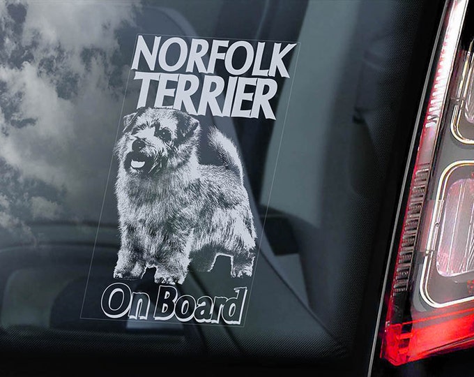 Norfolk Terrier on Board - Car Window Sticker - Working Dog Sign Decal - V02