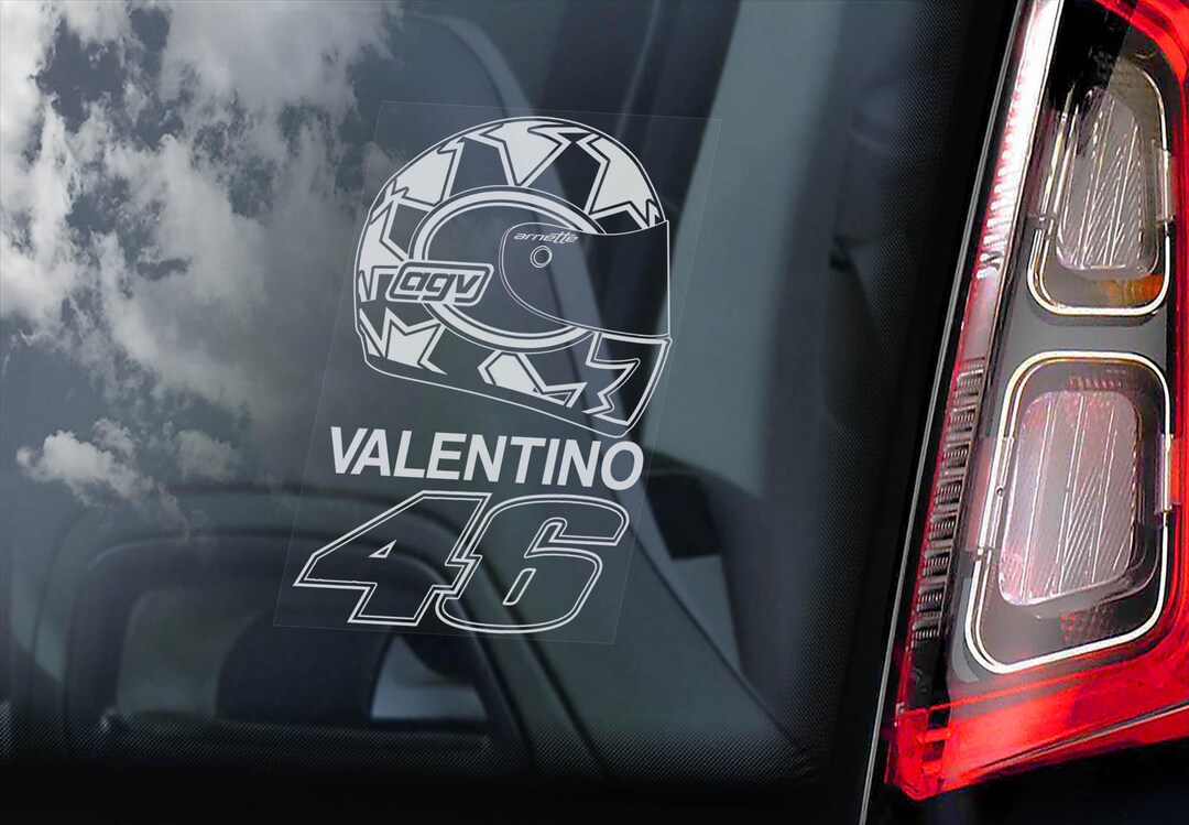 VALENTINO ROSSI #46 Car Sticker, Window Laptop Decal Motorbike Helmet ...