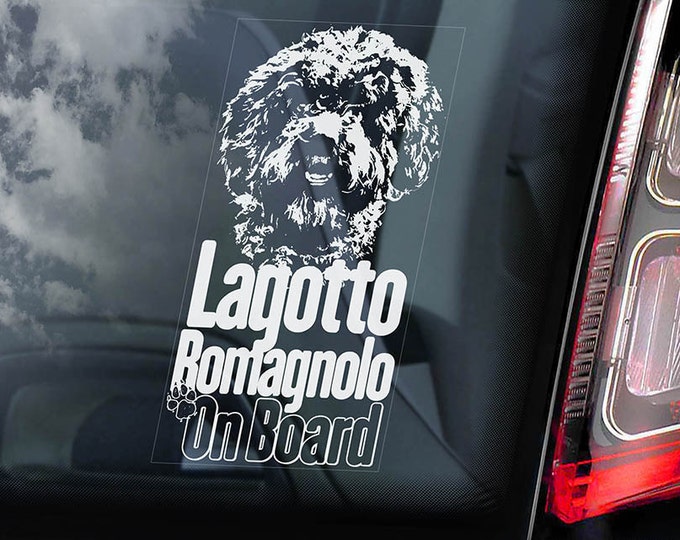 Lagotto Romagnolo on Board - Car Window Sticker - Romagna Water Dog Sign Decal - V01