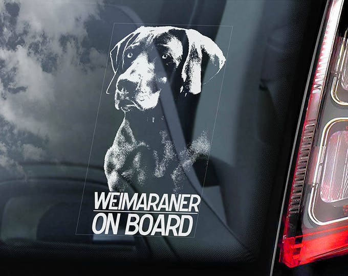 Weimaraner on Board - Car Window Sticker - Vorstehhund Dog Sign Decal - V01