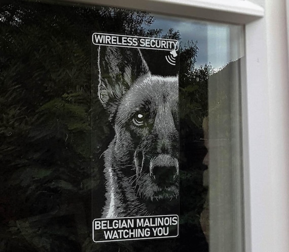 BELGIAN MALINOIS Wireless Security, Car Window Sticker - Warning Home Van Security K9 Dog Anti Theft Sign Decal - V29BW