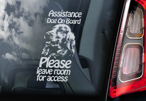 Assistance Dog on Board - Car Window Sticker - Cocker Spaniel Stroke Detection Dog Sign Decal - V33