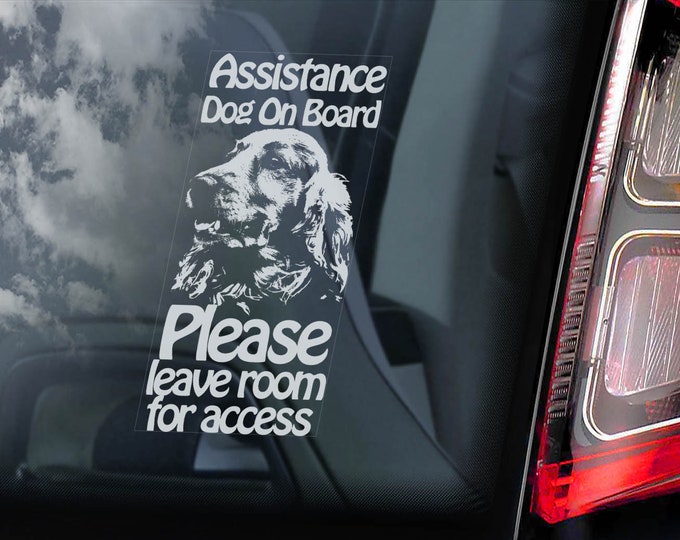 Assistance Dog on Board - Car Window Sticker - Cocker Spaniel Stroke Detection Dog Sign Decal - V33