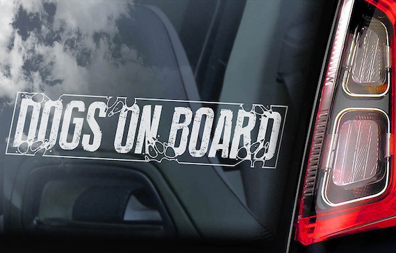 Dogs on Board - Car Window Sticker - Dog in Transit Sign Art Logo Gift Decal - V01