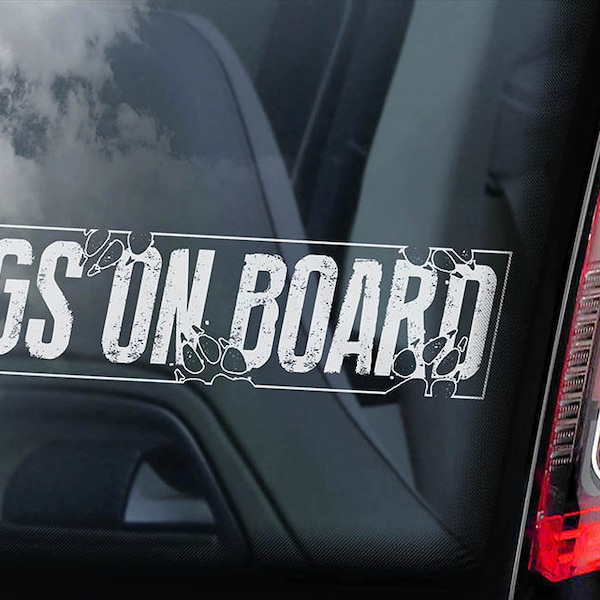 Dogs on Board - Car Window Sticker - Dog in Transit Sign Art Logo Gift Decal - V01