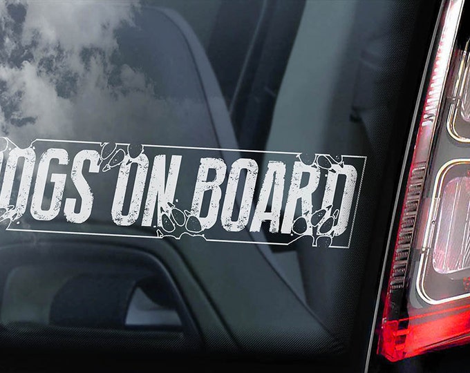 Dogs on Board - Car Window Sticker - Dog in Transit Sign Art Logo Gift Decal - V01