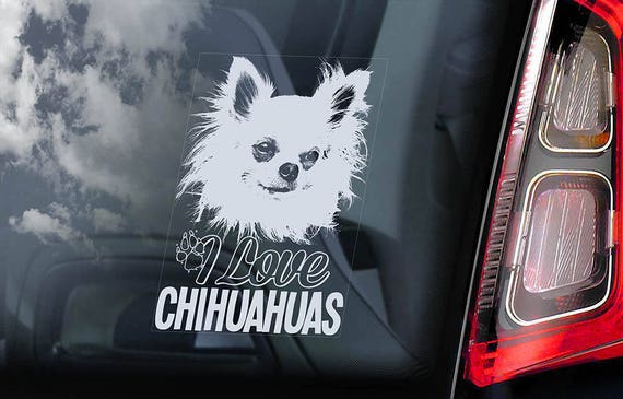 I Love Chihuahuas on Board - Car Window Sticker - Dog Sign Cute Gift Idea Art Decal - V10