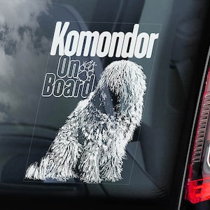 Komondor on Board - Car Window Sticker - Hungarian Sheepdog Dog Sign Decal - V01