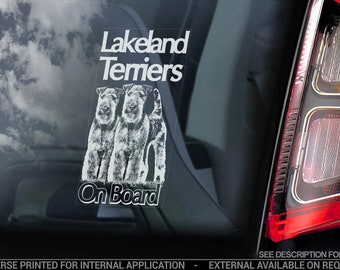Lakeland Terriers on Board - Car Window Sticker - Terrier Dog Decal Bumper Sign - V02