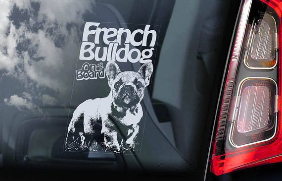 French Bulldog on Board - Car Window Sticker - Bouledogue Français Dog Sign Decal Uncropped -V04