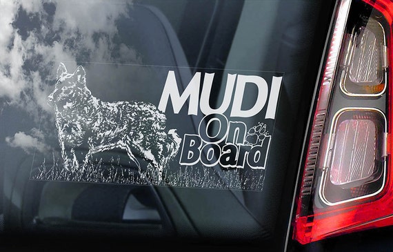 Mudi on Board - Car Window Sticker - Hungarian Dog Sign Decal - V04