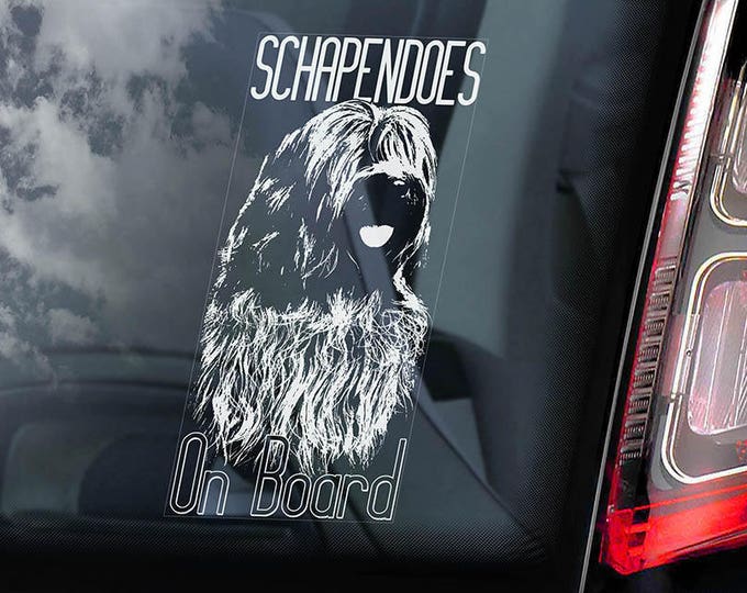 Schapendoes on Board - Car Window Sticker - Dutch Sheepdog Dog Sign Decal - V01