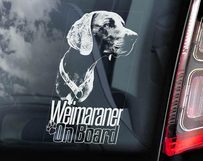 Weimaraner on Board - Car Window Sticker - Vorstehhund Dog Sign Decal - V04