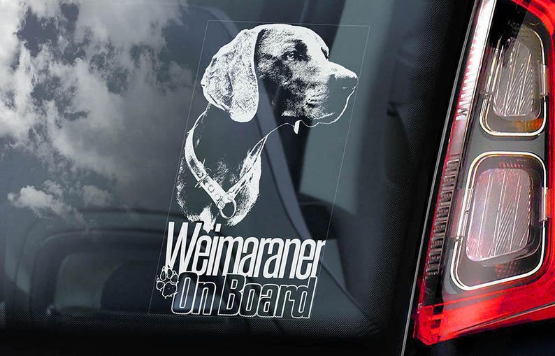 Weimaraner on Board Car Window Sticker Vorstehhund Dog Sign Decal V04 image 1