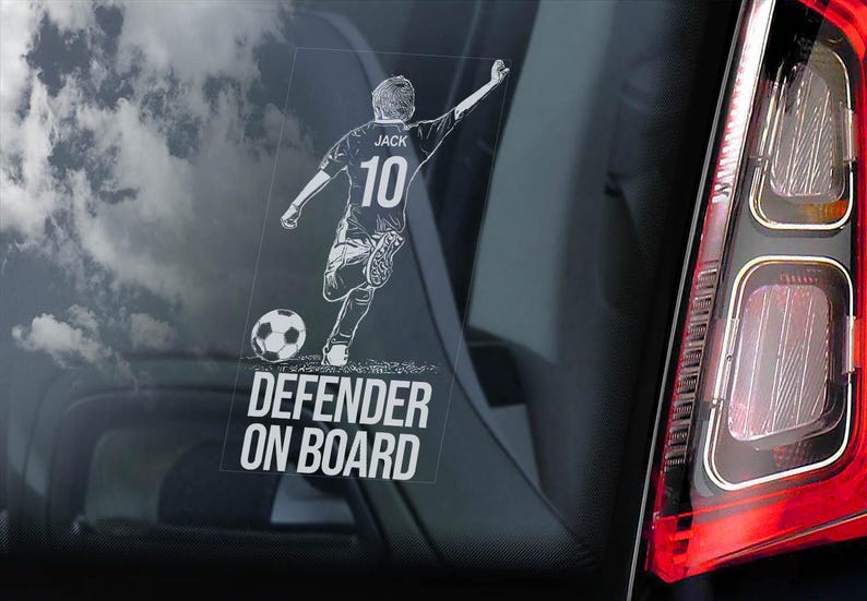 Personalised Boy Footballer Sticker CUSTOM NAME & NUMBER Car Window